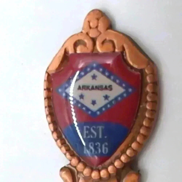 Vintage Arkansas est 1836 Souvenir Copper Spoon Kitschy Cool!! - Picture 2 of 3